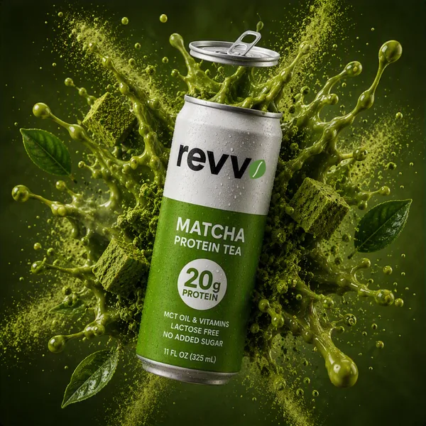 Revvo Matcha with matcha splash